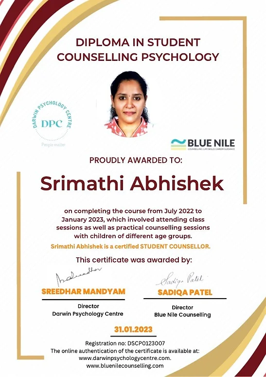 Student/Child Counsellors Certificate