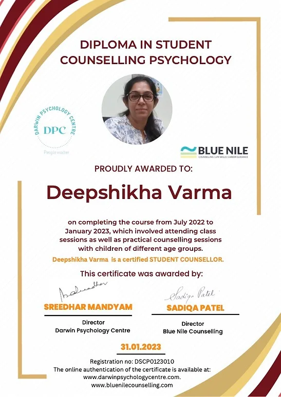 Student/Child Counsellors Certificate