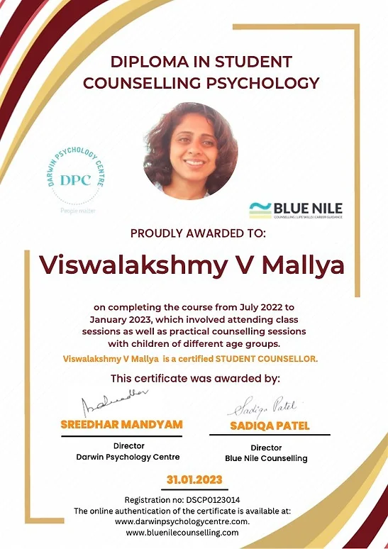 Student/Child Counsellors Certificate