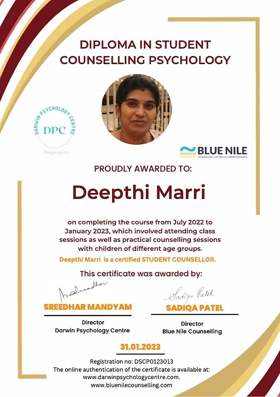Student/Child Counsellors Certificate