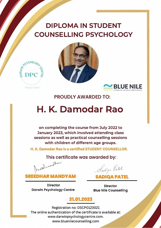 Student/Child Counsellors Certificate