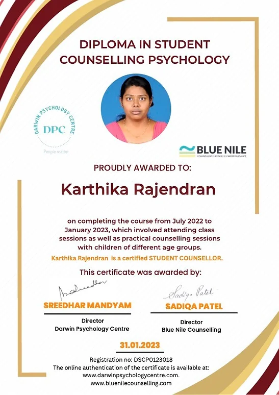 Student/Child Counsellors Certificate